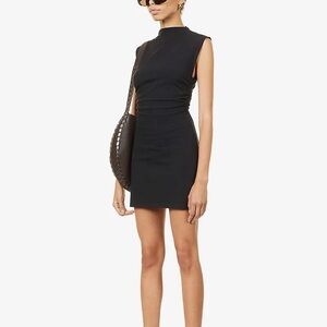 Reformation Alden High-Neck Ruched Mini Dress